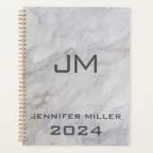 Elegant grijs en beige marmeren ontwerp planner (Voorkant)