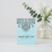 Elegant grijs en blauw  bloemdamast visitekaartje (Staand voorkant)