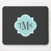 Elegant grijs en blauwgroen 3-Letter monogram muis Muismat (Voorkant)