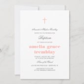 Elegant grijs en blush roze kruisdoop kaart (Voorkant)