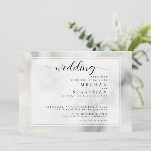 Elegant Grijs en Bord Goud Zachte Wolken Kaart (Staand voorkant)