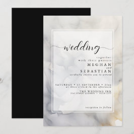 Elegant Grijs en Bord Gouden Zachte Wolk Kaart