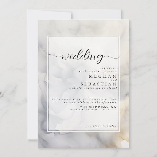 Elegant Grijs en Bord Gouden Zachte Wolk Kaart (Voorkant)