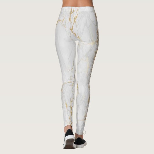 Elegant grijs en goud actief draag leggings (Achterkant)