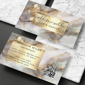 Elegant grijs en goud Waterverf marmer Visitekaartje