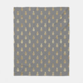 Elegant grijs en gouden anananasslpatroon fleece deken (Voorkant)