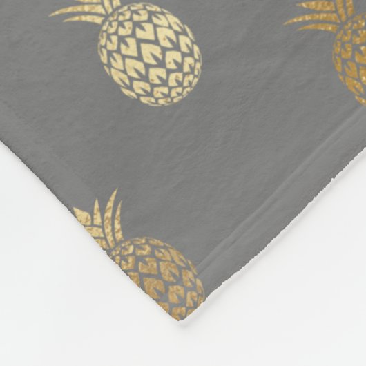 Elegant grijs en gouden anananasslpatroon fleece deken (Hoek)