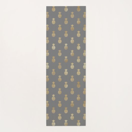 Elegant grijs en gouden anananasslpatroon yogamat (Achterkant)