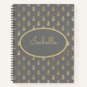 Elegant grijs en gouden ananas - Aangepast recept Notitieboek (Voorkant)