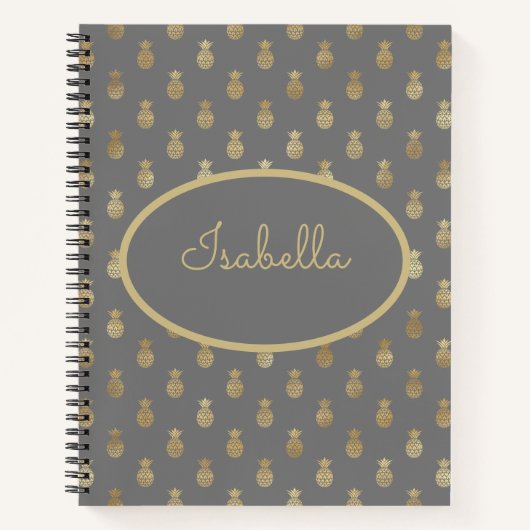 Elegant grijs en gouden ananas - Aangepast recept Notitieboek (Voorkant)