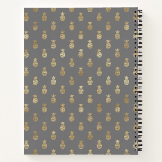Elegant grijs en gouden ananas - Aangepast recept Notitieboek (Achterkant)