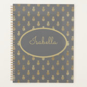 Elegant grijs en gouden ananas op maat planner (Voorkant)