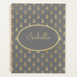 Elegant grijs en gouden ananas op maat planner