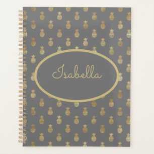 Elegant grijs en gouden ananas op maat planner