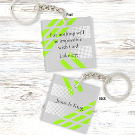 Elegant grijs en groen Abstract – Luke Bible Verse Sleutelhanger