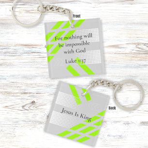 Elegant grijs en groen Abstract – Luke Bible Verse Sleutelhanger