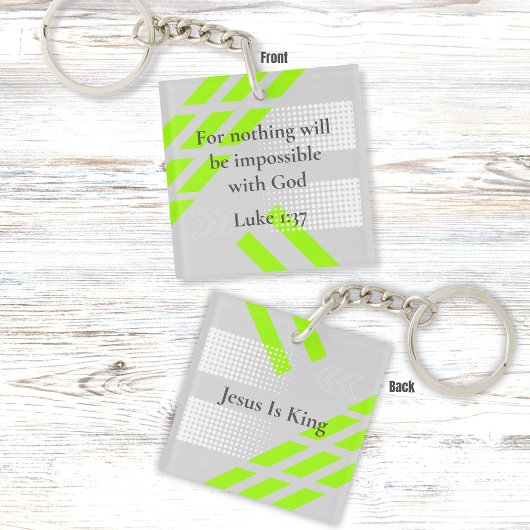 Elegant grijs en groen Abstract – Luke Bible Verse Sleutelhanger