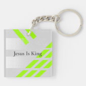 Elegant grijs en groen Abstract – Luke Bible Verse Sleutelhanger (Achterkant)