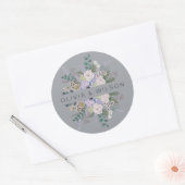 Elegant grijs en lavender botanische flora ronde sticker (Envelop)