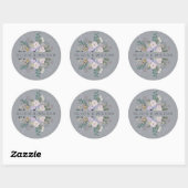 Elegant grijs en lavender botanische flora ronde sticker (Vel)