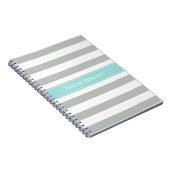 Elegant grijs en Mint Green Stripes Pattern Notitieboek (Rechterzijde)