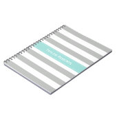 Elegant grijs en Mint Green Stripes Pattern Notitieboek (Linkerzijde)