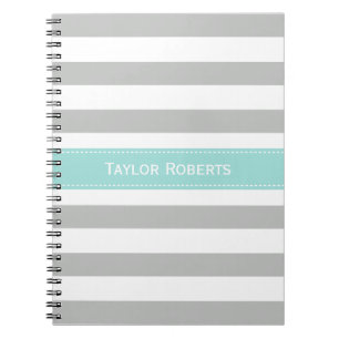 Elegant grijs en Mint Green Stripes Pattern Notitieboek