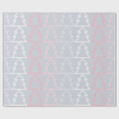 Elegant grijs- en pastelroze xmas-boompatroon cadeaupapier (Vlak)