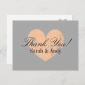Elegant grijs en perzik bruiloft dank u briefkaart (Voorkant / Achterkant)