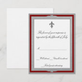 Elegant grijs en rode bruiloft RSVP kaartje (Voorkant / Achterkant)