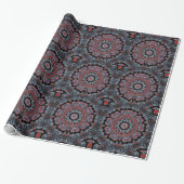 Elegant grijs- en rood Mandala-pakpapier Cadeaupapier (Uitgerold)
