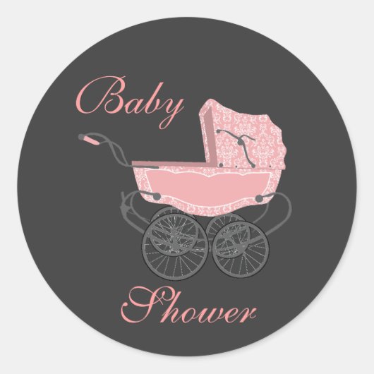 Elegant grijs en roze Baby showers Sticker (Voorkant)