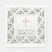 Elegant grijs en roze kruis servet (Voorkant)