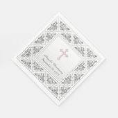 Elegant grijs en roze kruis servet (Hoek)