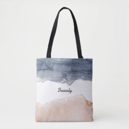 Elegant grijs en roze, op maat gesneden waterkleur tote bag