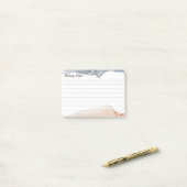 Elegant grijs en roze, speciaal uitgelijnde waterk post-it® notes (Op bureau)