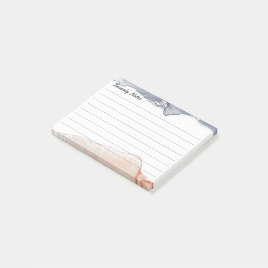 Elegant grijs en roze, speciaal uitgelijnde waterk post-it® notes (Schuin)