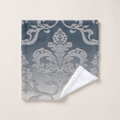 Elegant grijs en Taupe Royal Damask Bad Handdoek (Wasdoekje)