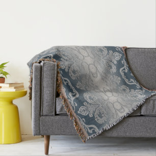 Elegant grijs en Taupe Royal Damask Deken