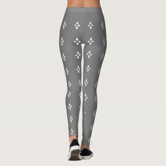 Elegant grijs en wit Abstract diamantpatroon Leggings (Achterkant)