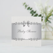 Elegant grijs en wit Baby shower Kaart (Staand voorkant)