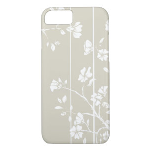 Elegant Grijs en Wit Bloemen iPhone 8/7 Hoesje
