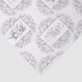 Elegant grijs en wit gegraveerd Floral Tissuepapier (Detail)