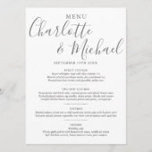 Elegant grijs en wit handtekening bruiloft menu (Voorkant)