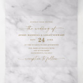 Elegant grijs en wit marmer met gouden folie bruil drieluik uitnodiging (Binnenkant midden)