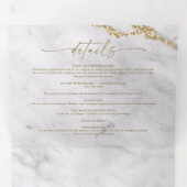 Elegant grijs en wit marmer met gouden folie bruil drieluik uitnodiging (Binnenzijde eerst)