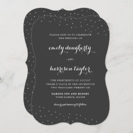 Elegant Grijs en Wit met Delicate Stippen Bruiloft Kaart