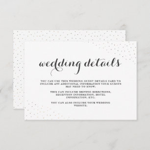 Elegant Grijs en Wit met Stippen Weddenschap Detai Informatiekaartje