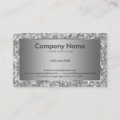 Elegant grijs en wit sprankelend glitterpatroon visitekaartje (Achterkant)