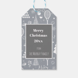 Elegant grijs en wit tennis Kerstcadeau Tags Cadeaulabel